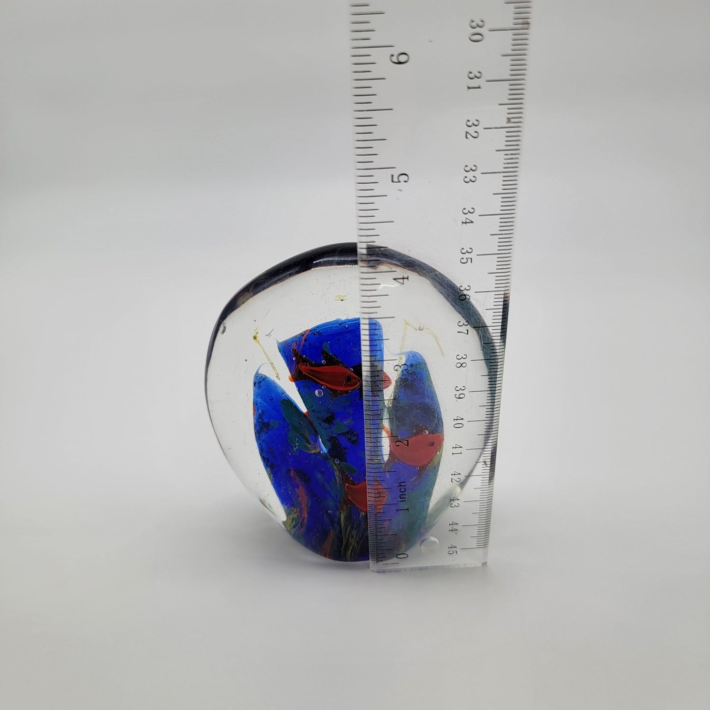Vintage Glass Aquarium Paperweight Red Fish
