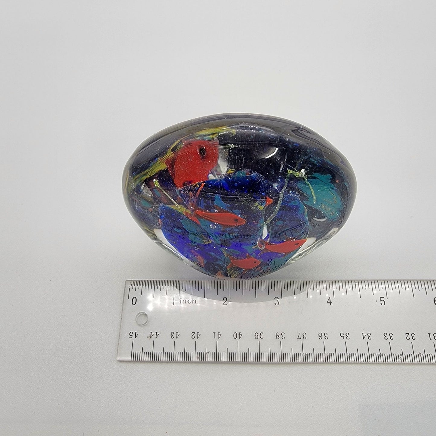 Vintage Glass Aquarium Paperweight Red Fish