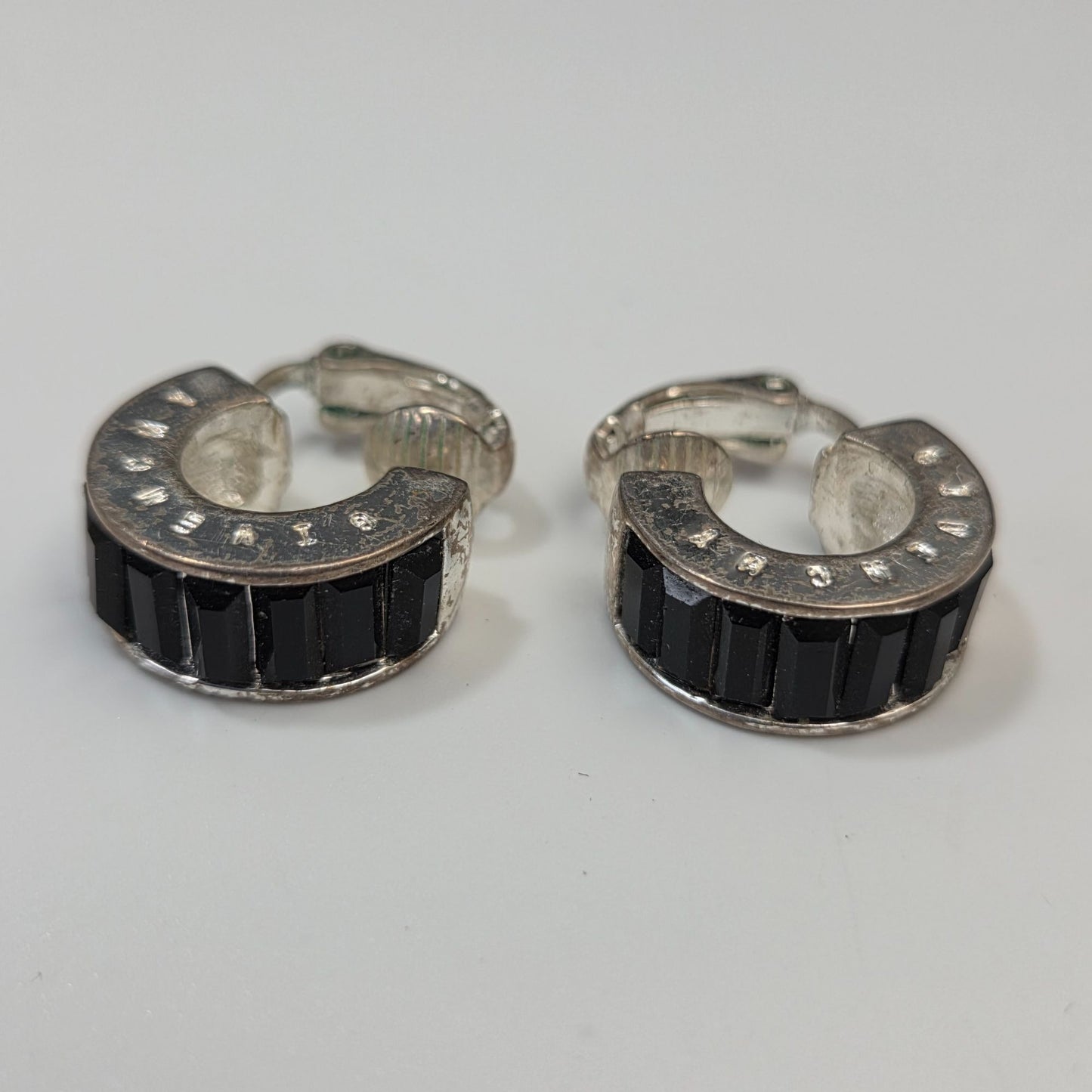 Vintage Givenchy Silver-Tone Baguette Crystal Clip-On Earrings