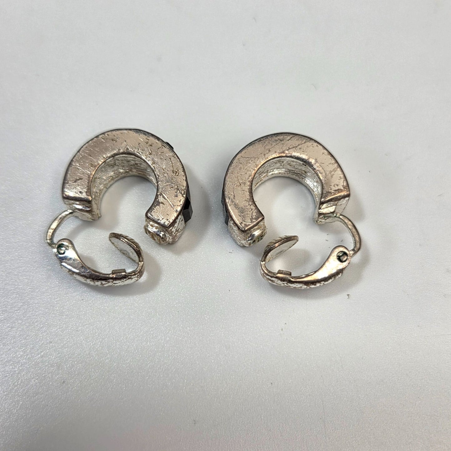 Vintage Givenchy Silver-Tone Baguette Crystal Clip-On Earrings