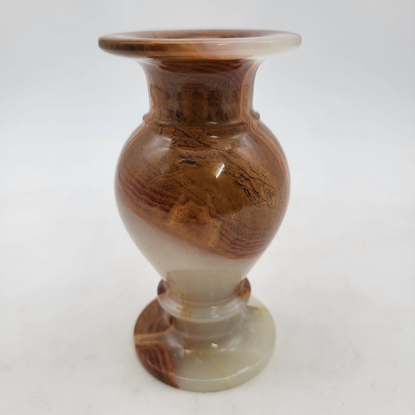 Handcrafted Onyx Decorative Vase Brown White