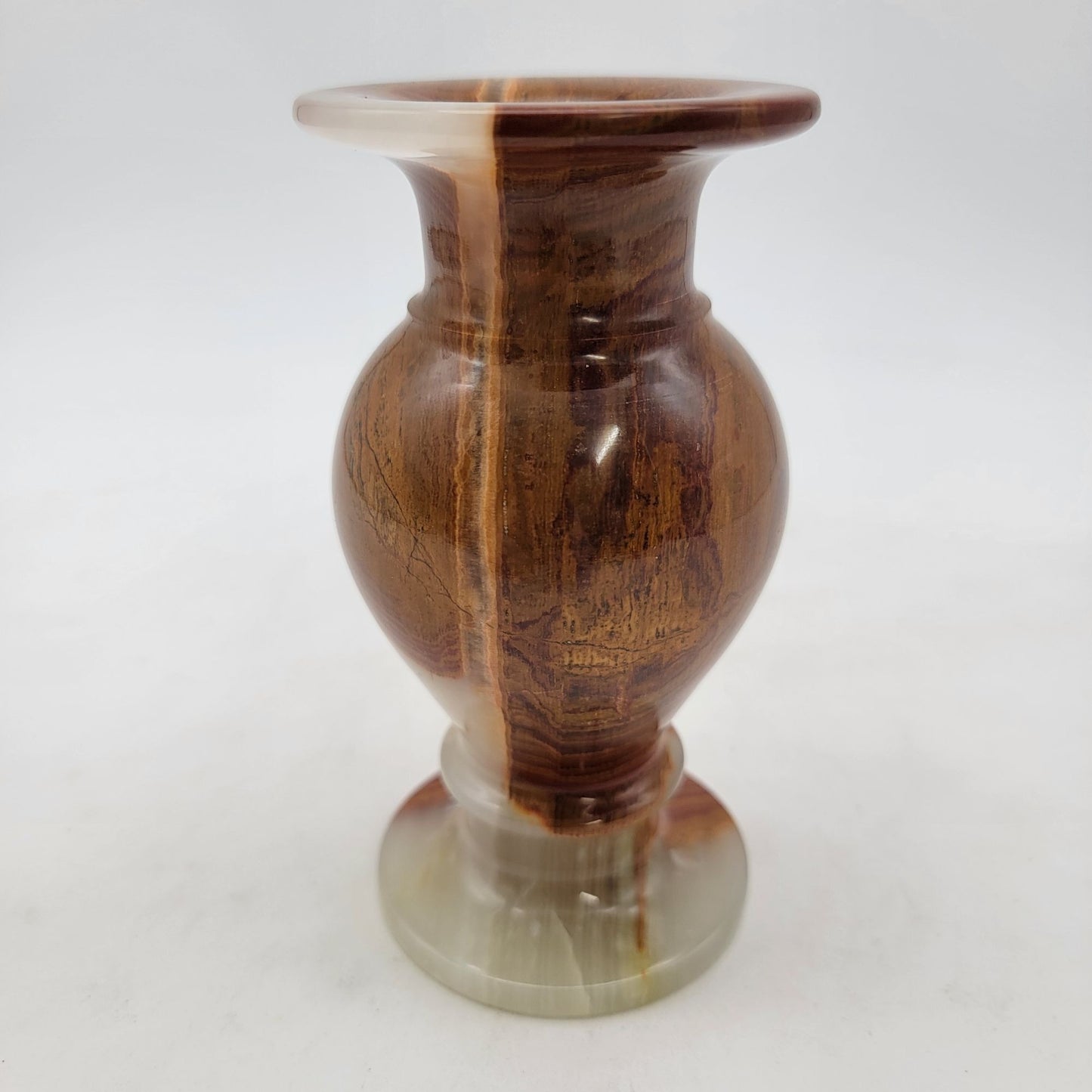 Handcrafted Onyx Decorative Vase Brown White