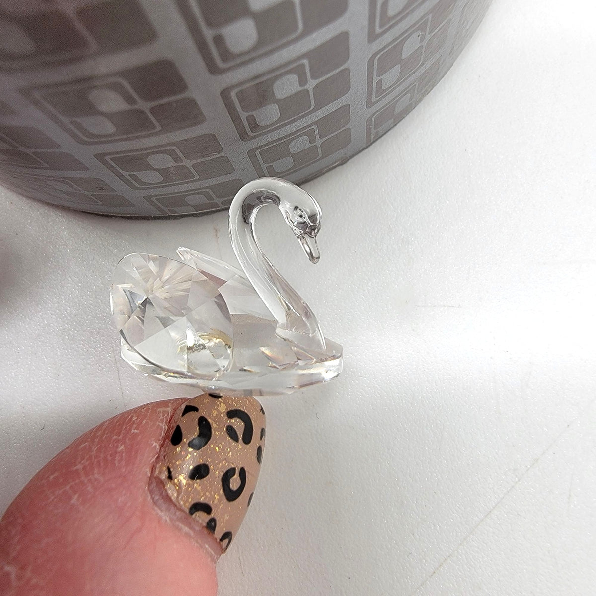 Vintage Swarovski Silver Crystal Mini Swan Figurine With Original Box