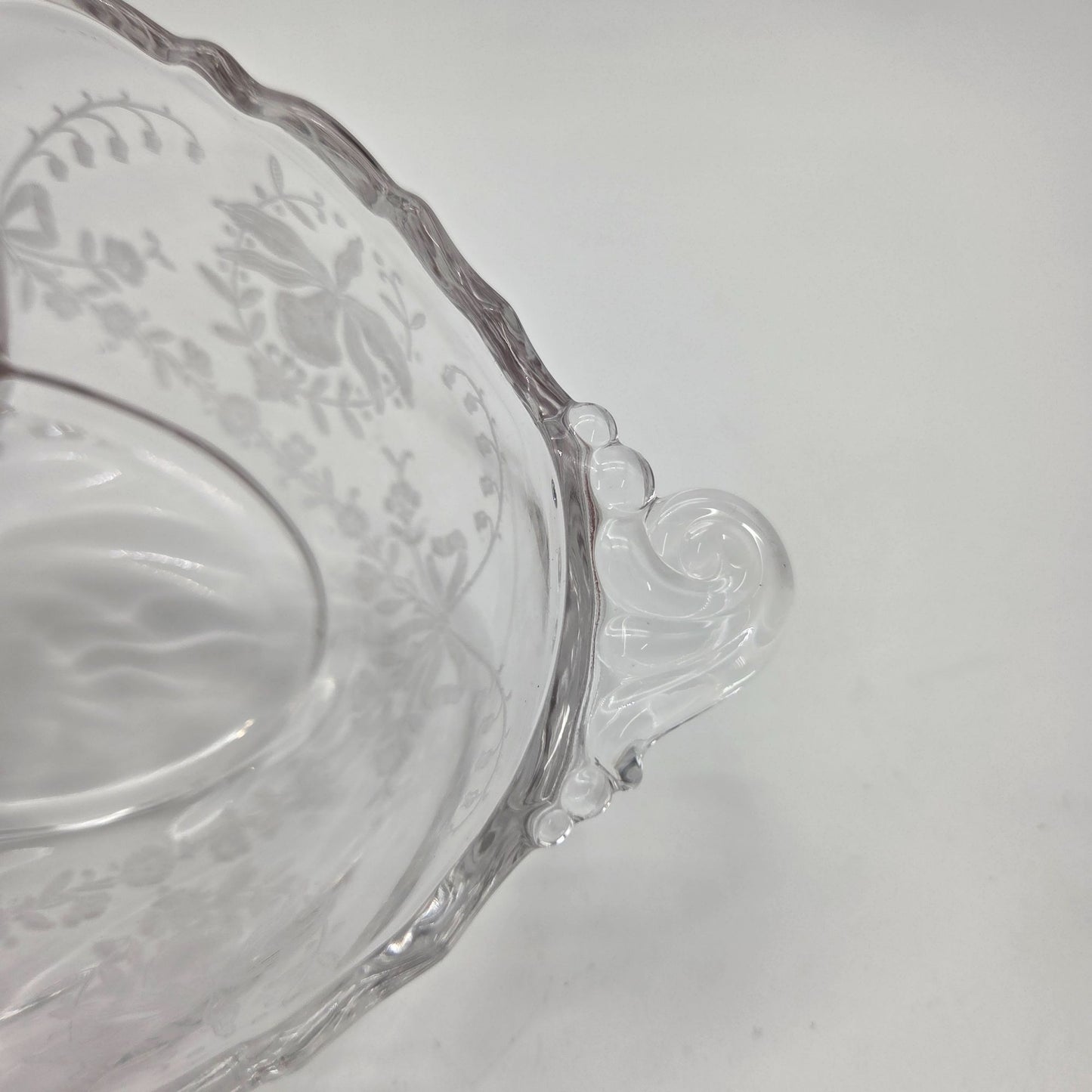 Vintage Heisey Orchid Elegant Glass Divided Dish With Handles