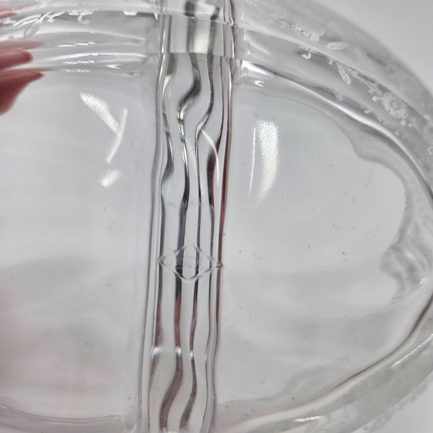 Vintage Heisey Orchid Elegant Glass Divided Dish With Handles