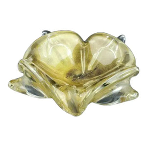 Mid-Century Murano Glass Biomorphic Ashtray in Gold Aventurine