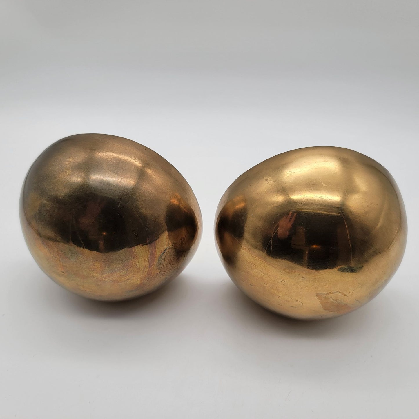 Mid-Century Modern Solid Brass Sphere Bookends