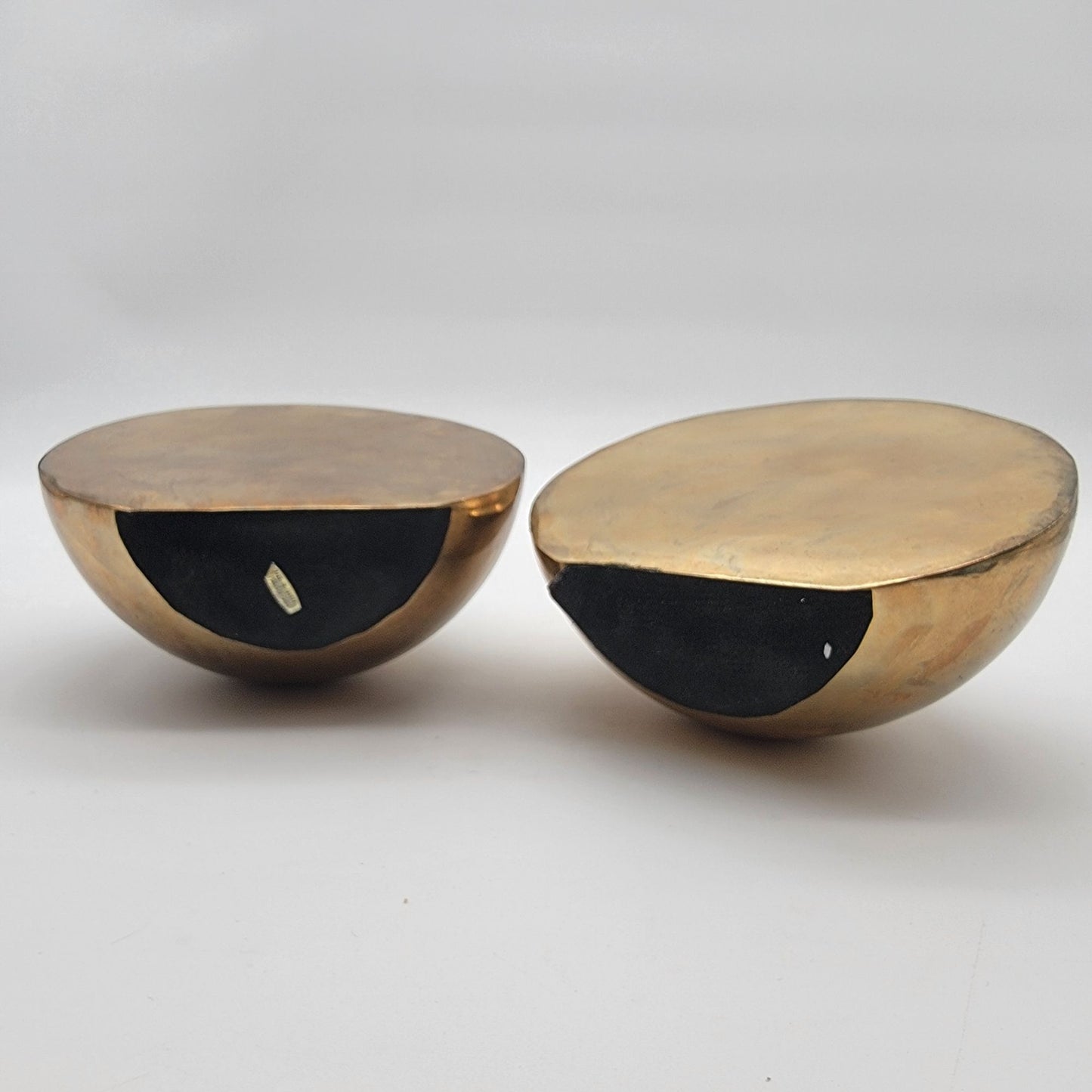 Mid-Century Modern Solid Brass Sphere Bookends