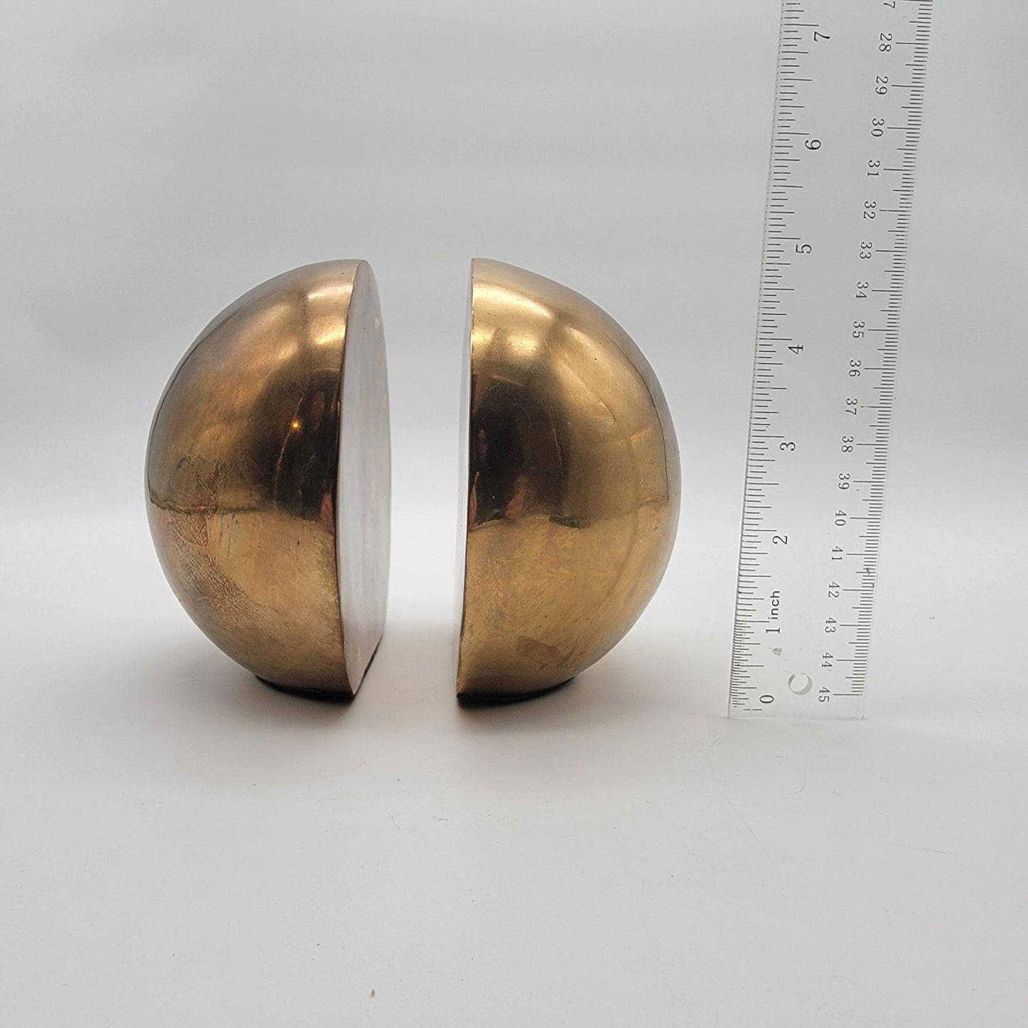 Mid-Century Modern Solid Brass Sphere Bookends