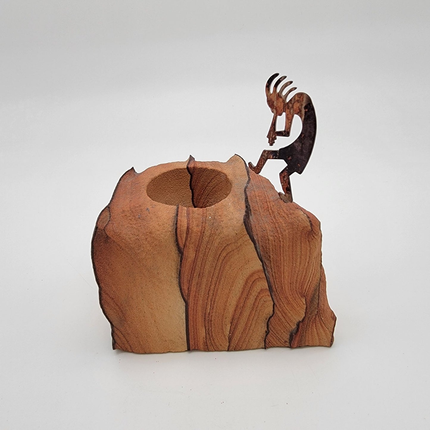 Sandstone Kokopelli Candle Holder Sculpture