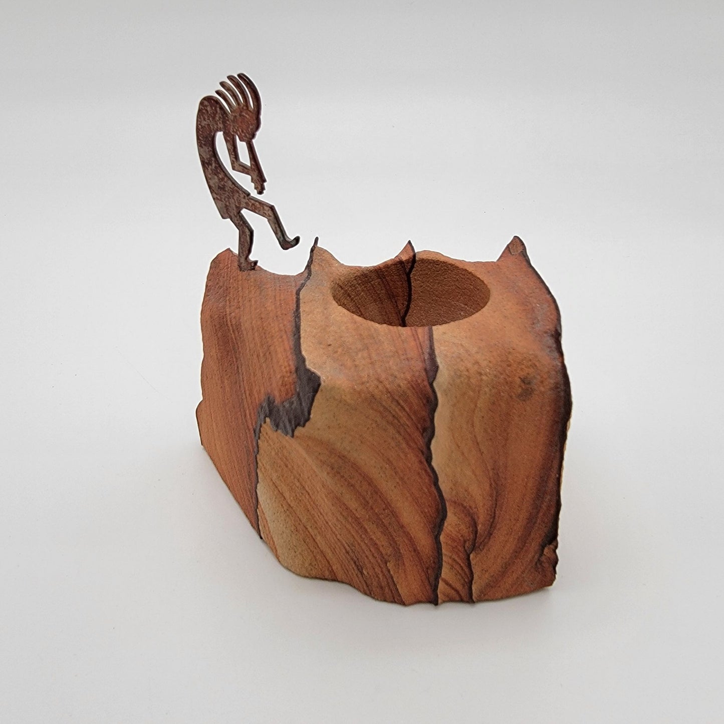 Sandstone Kokopelli Candle Holder Sculpture