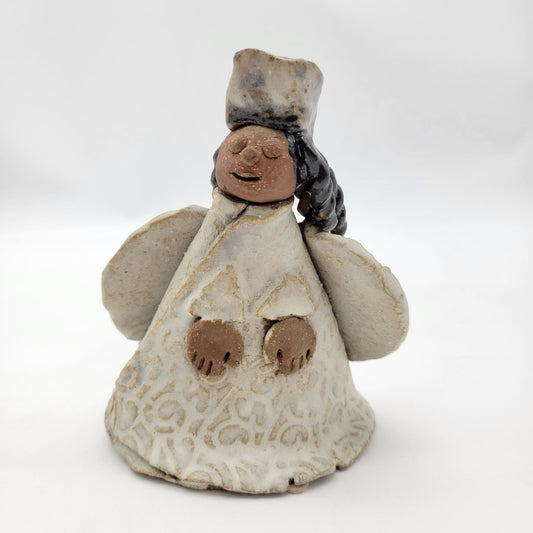 Handcrafted Pottery Angel Figurine With Braided Hair