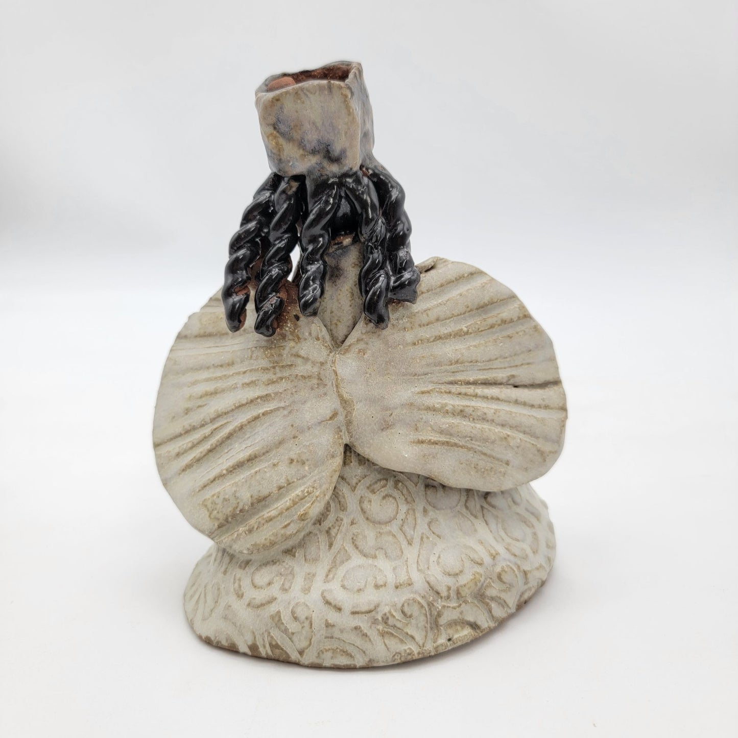 Handcrafted Pottery Angel Figurine With Braided Hair