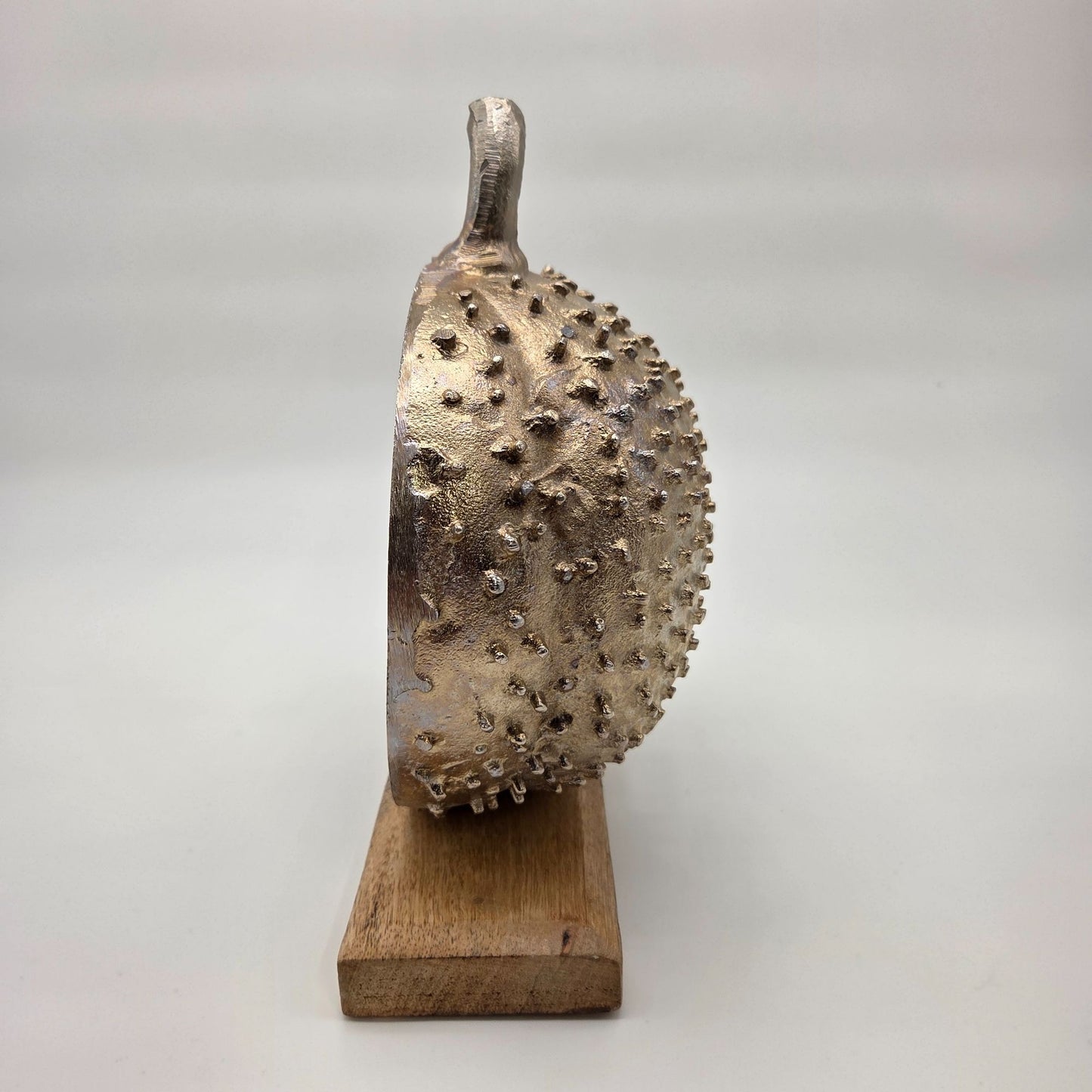 Studded Metal Jack O Lantern Sculpture On Wood Base