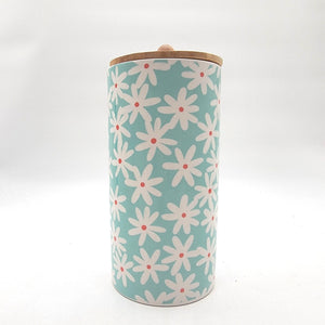 Daisy Lane Stoneware Storage Canister With Wood Lid