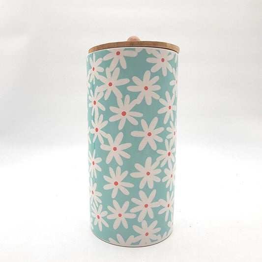 Daisy Lane Stoneware Storage Canister With Wood Lid