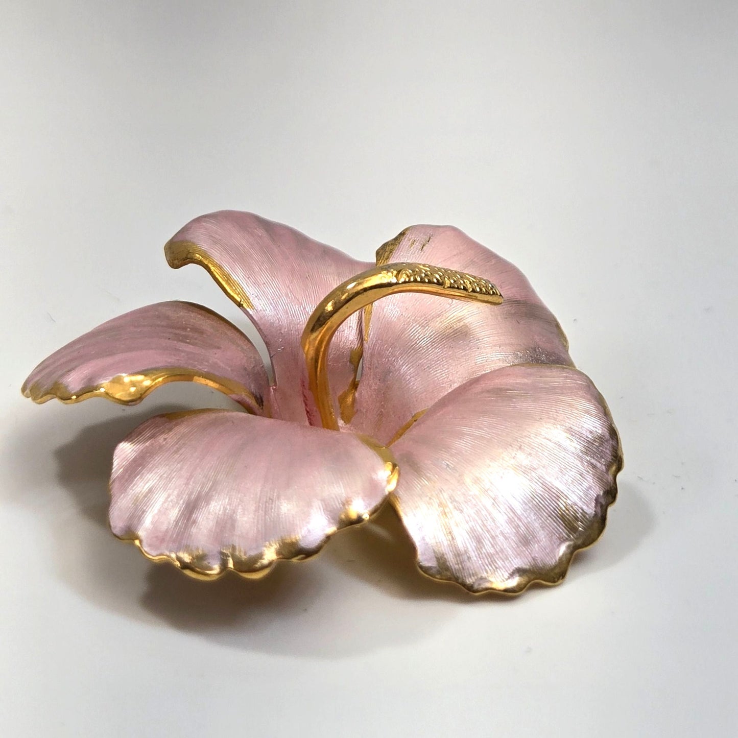 Vintage Cerrito Enameled Hibiscus Flower Brooch