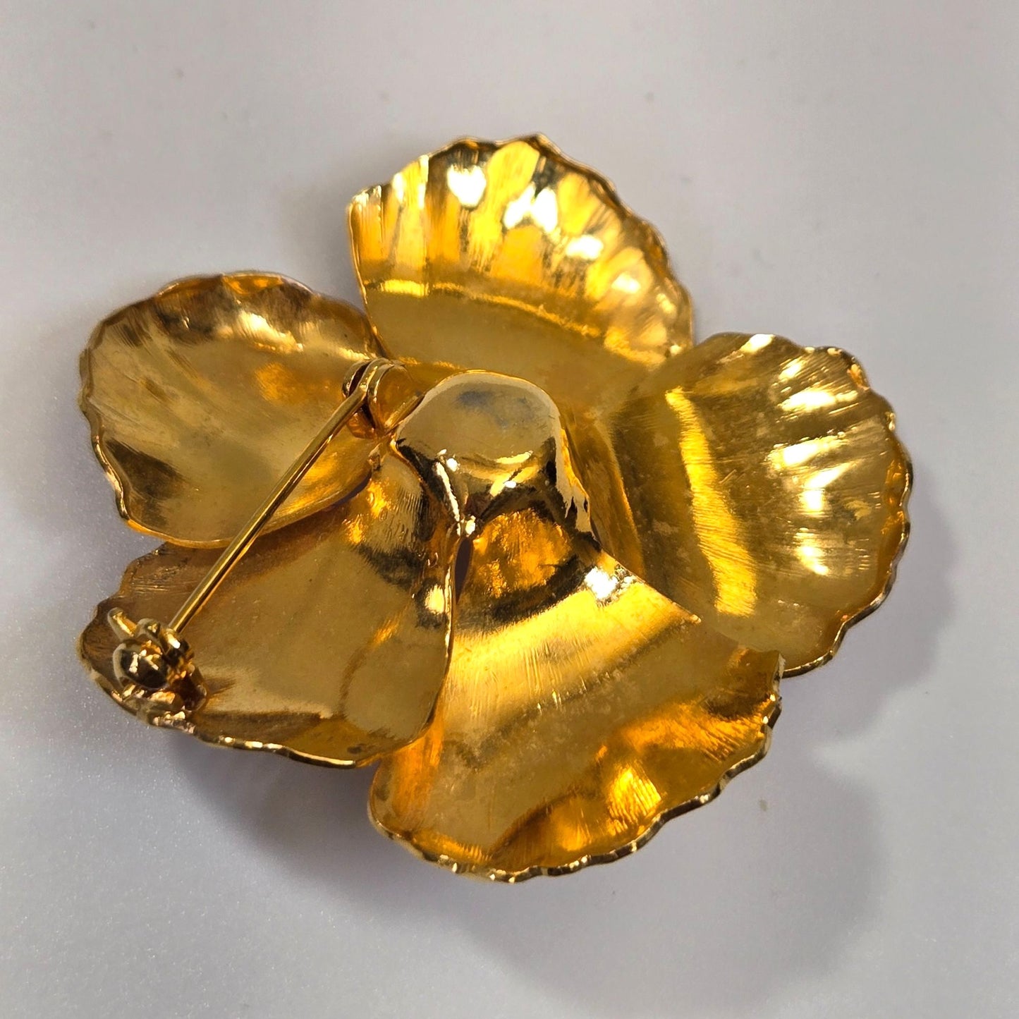 Vintage Cerrito Enameled Hibiscus Flower Brooch