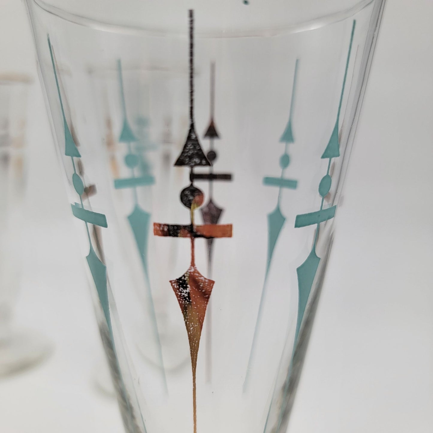 Set of 4 Mid-Century Modern Libbey Staccato Pilsner Glasses Atomic Teal