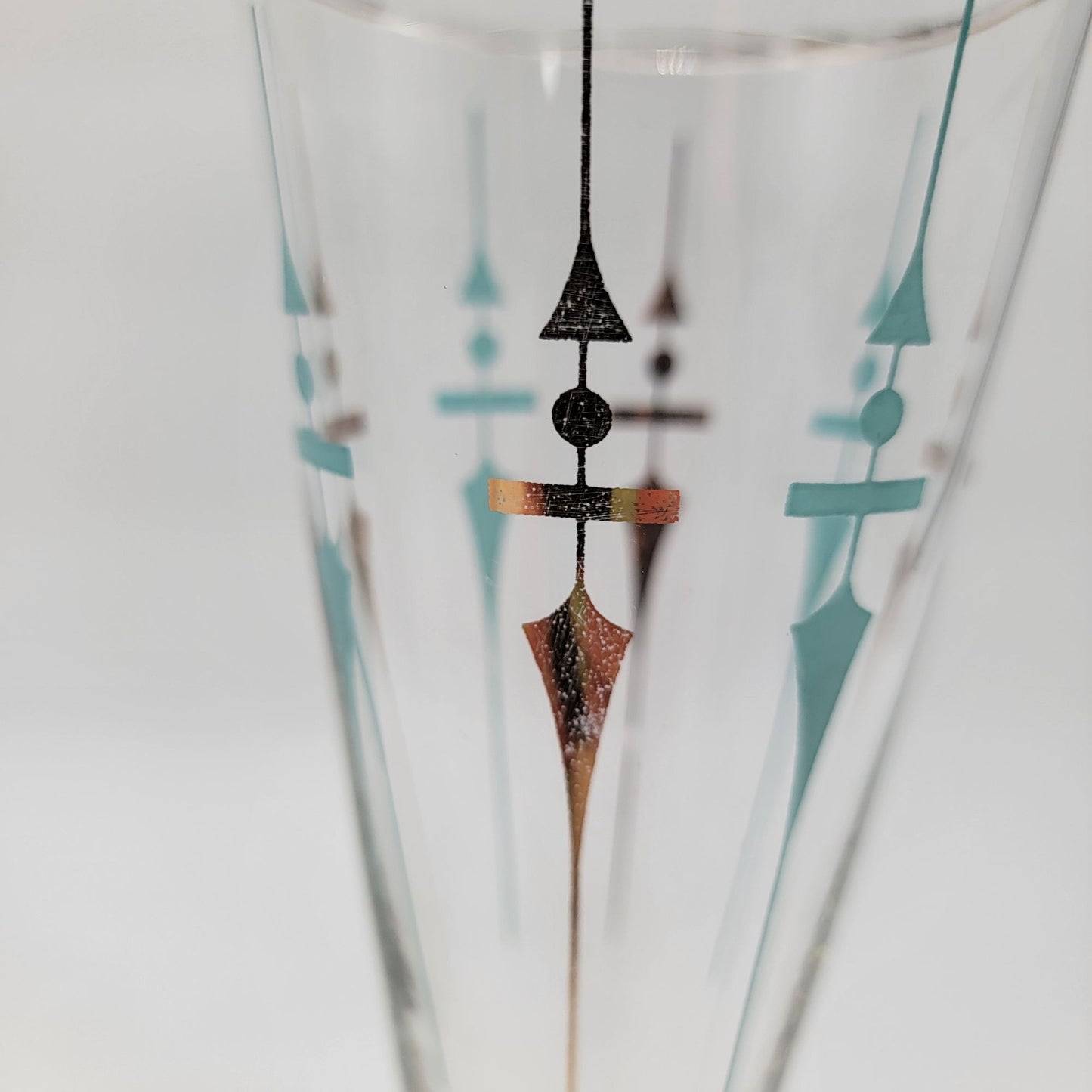 Set of 4 Mid-Century Modern Libbey Staccato Pilsner Glasses Atomic Teal