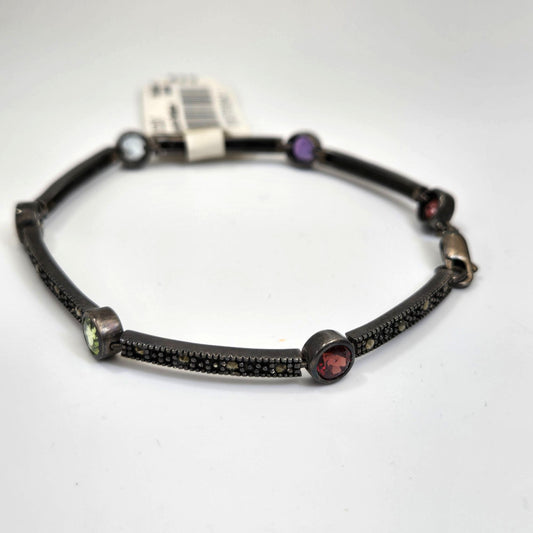 Macys Multi-Stone Bezel Set Link Bracelet 7.5" With Original Tag