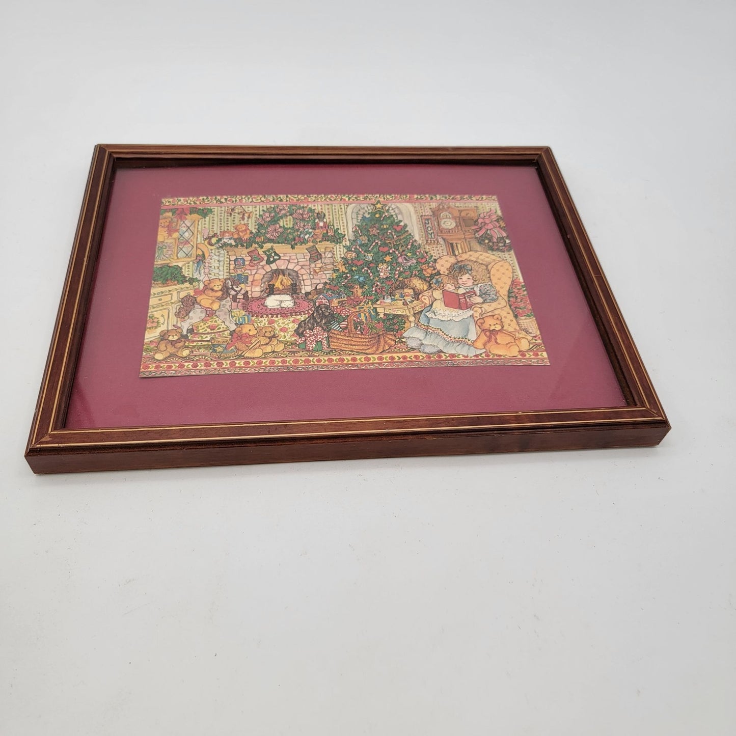1983 Lucy Riggs Christmas Scene Print Matted Framed Wall Art
