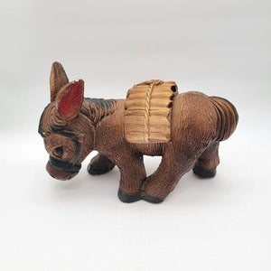 Vintage Mid Century Mexican Pottery Donkey Coin Bank