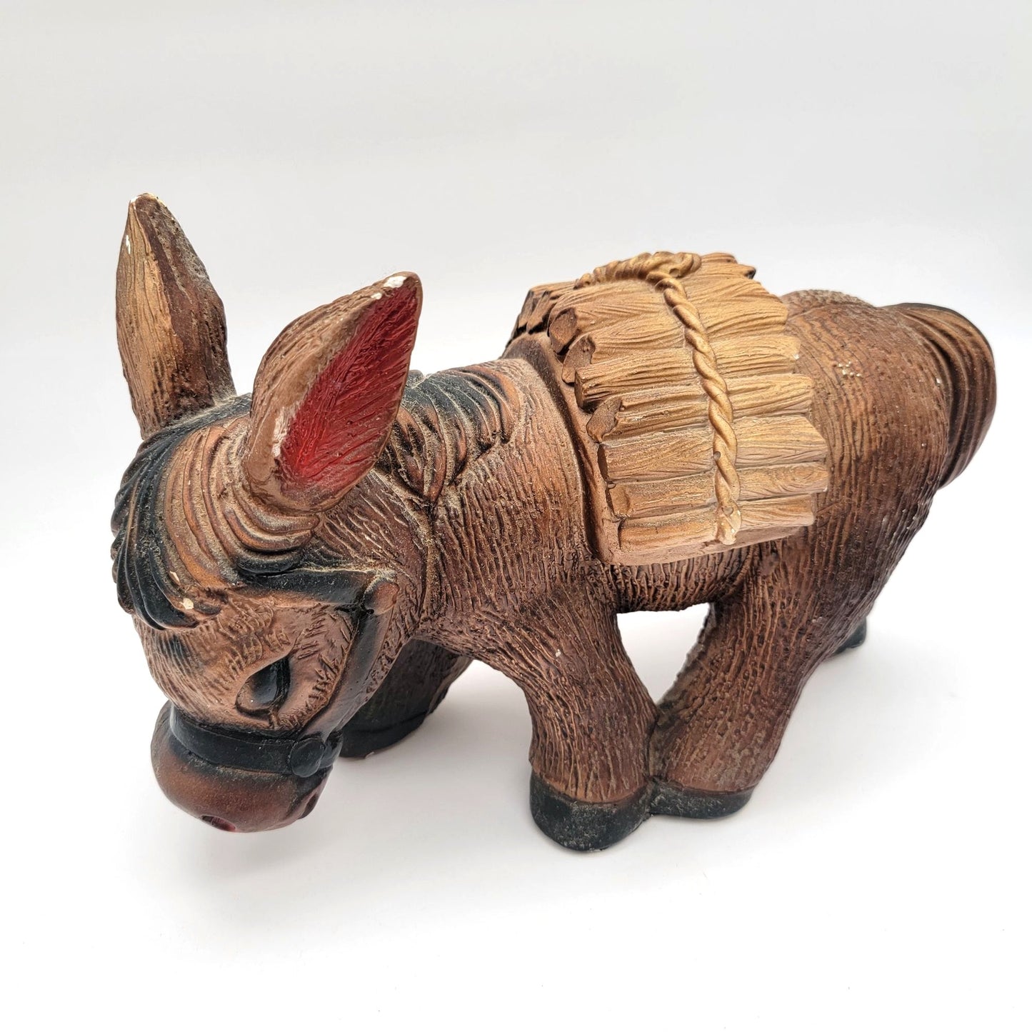 Vintage Mid Century Mexican Pottery Donkey Coin Bank