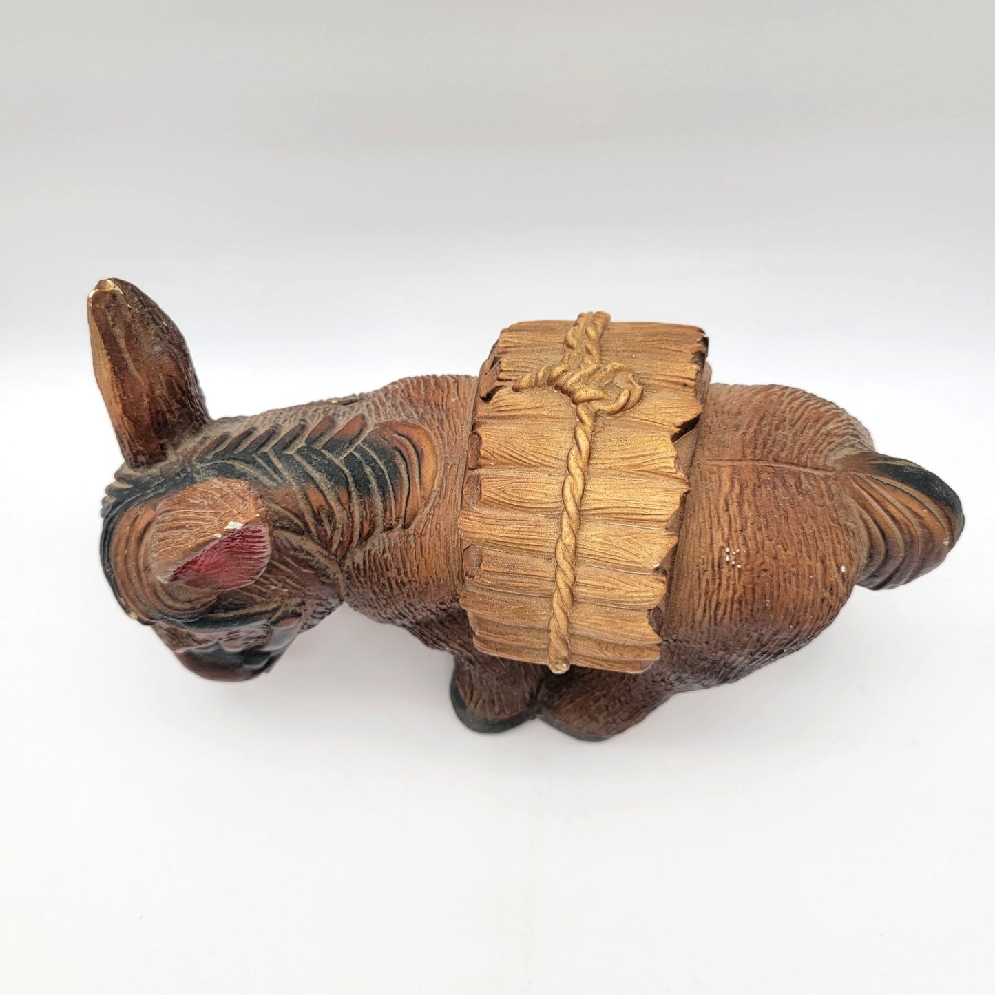 Vintage Mid Century Mexican Pottery Donkey Coin Bank
