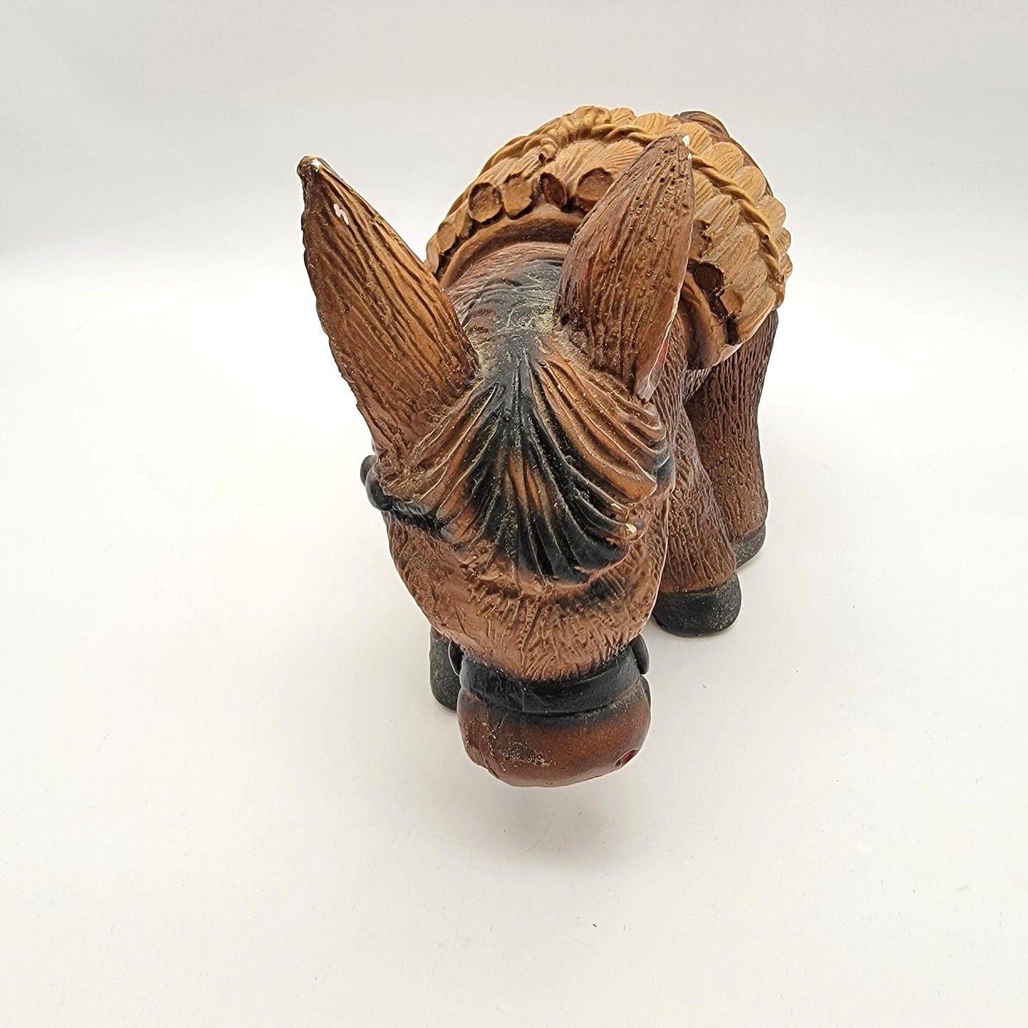Vintage Mid Century Mexican Pottery Donkey Coin Bank