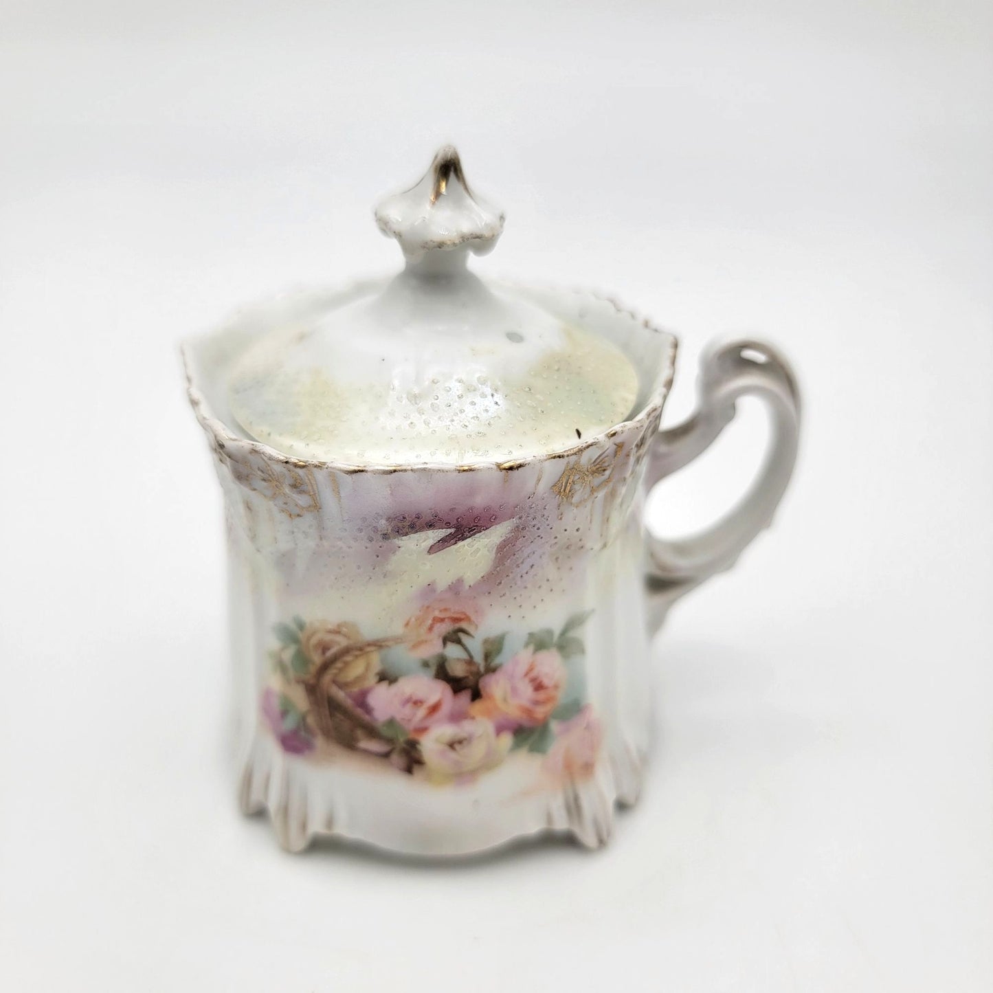 RS Prussia Porcelain Mustard Jar With Tapestry Finish