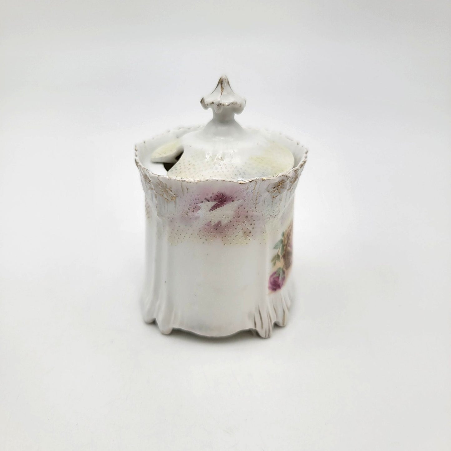 RS Prussia Porcelain Mustard Jar With Tapestry Finish