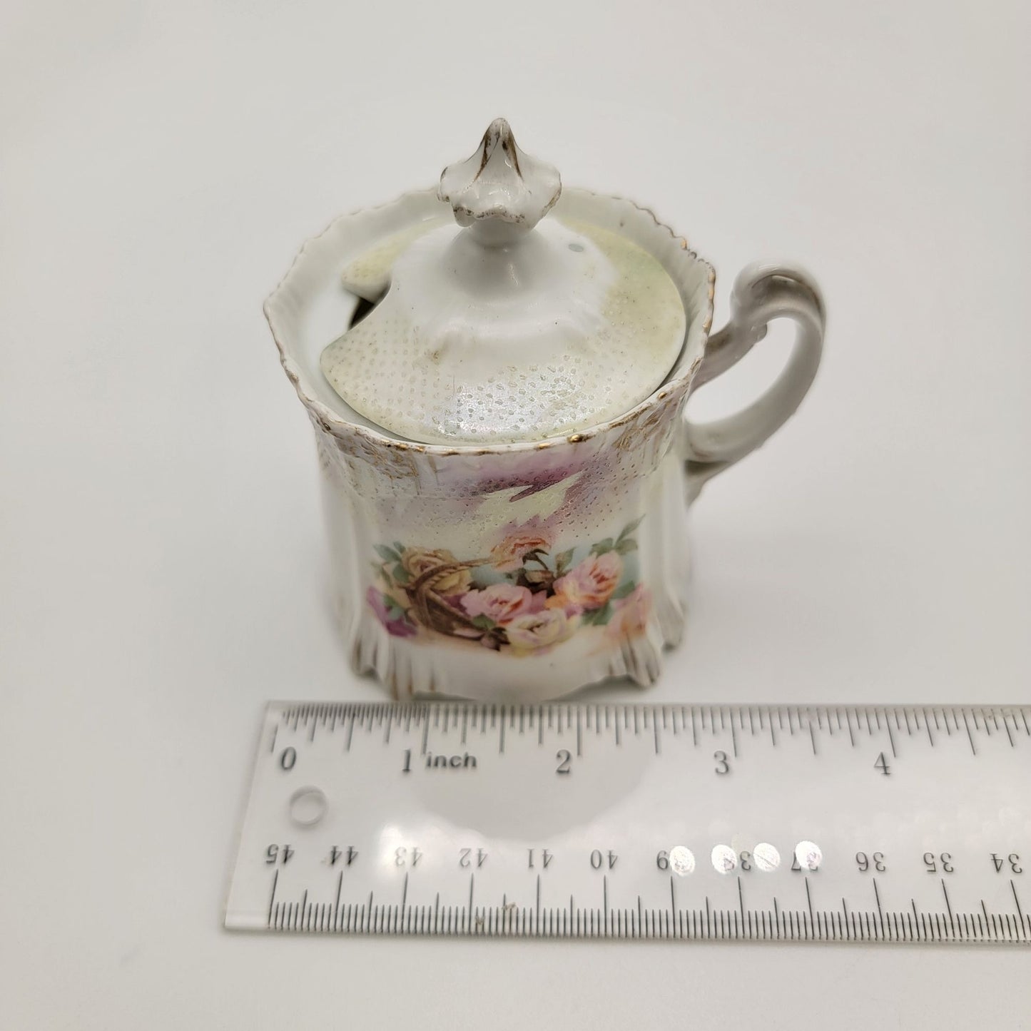 RS Prussia Porcelain Mustard Jar With Tapestry Finish