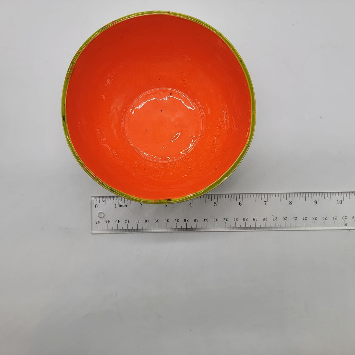 1970s Retro Confetti Pottery Bowls Set Of 2 Green & Orange