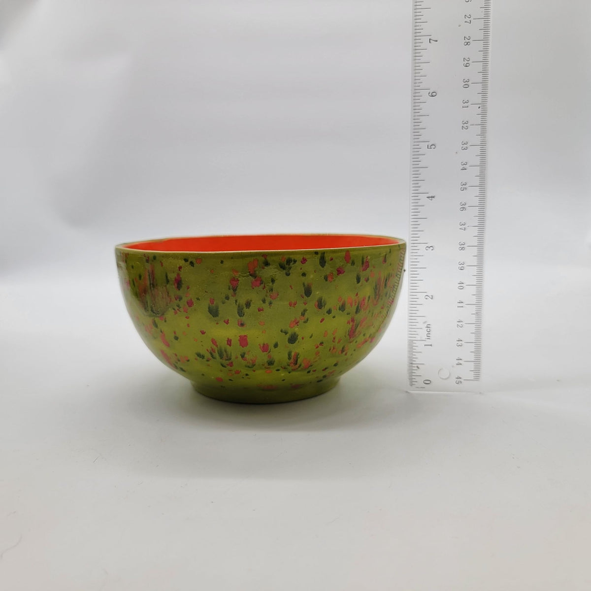 1970s Retro Confetti Pottery Bowls Set Of 2 Green & Orange