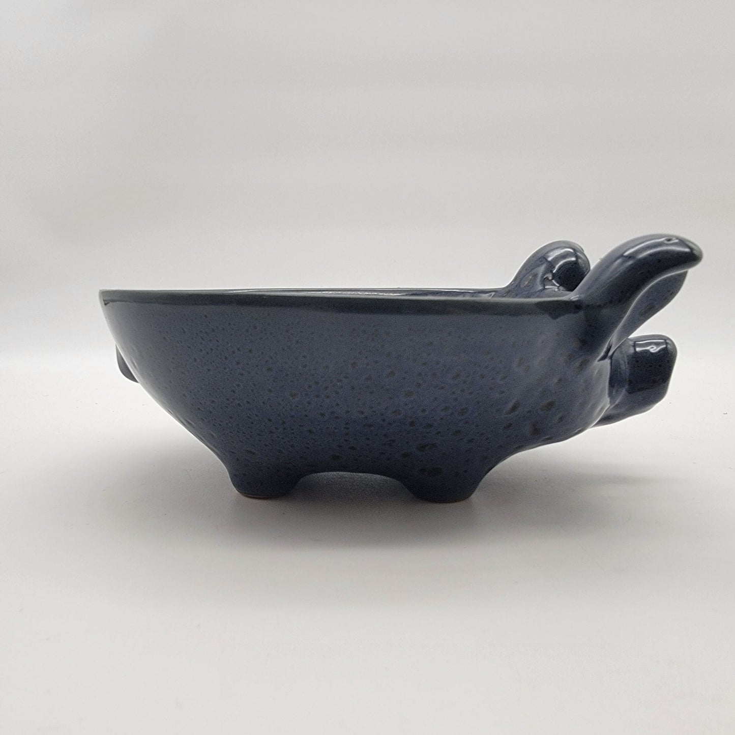 Blue Speckle Glaze  Pig Salsa Bowl