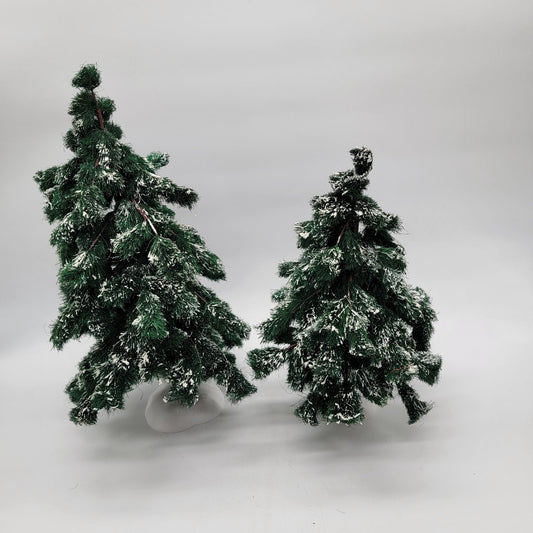 Department 56 Village Large Flocked Green Spruce Trees Set Of 2