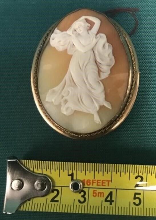 Antique Full Figure Shell Cameo 10K Gold