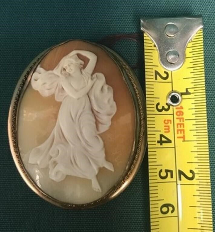 Antique Full Figure Shell Cameo 10K Gold