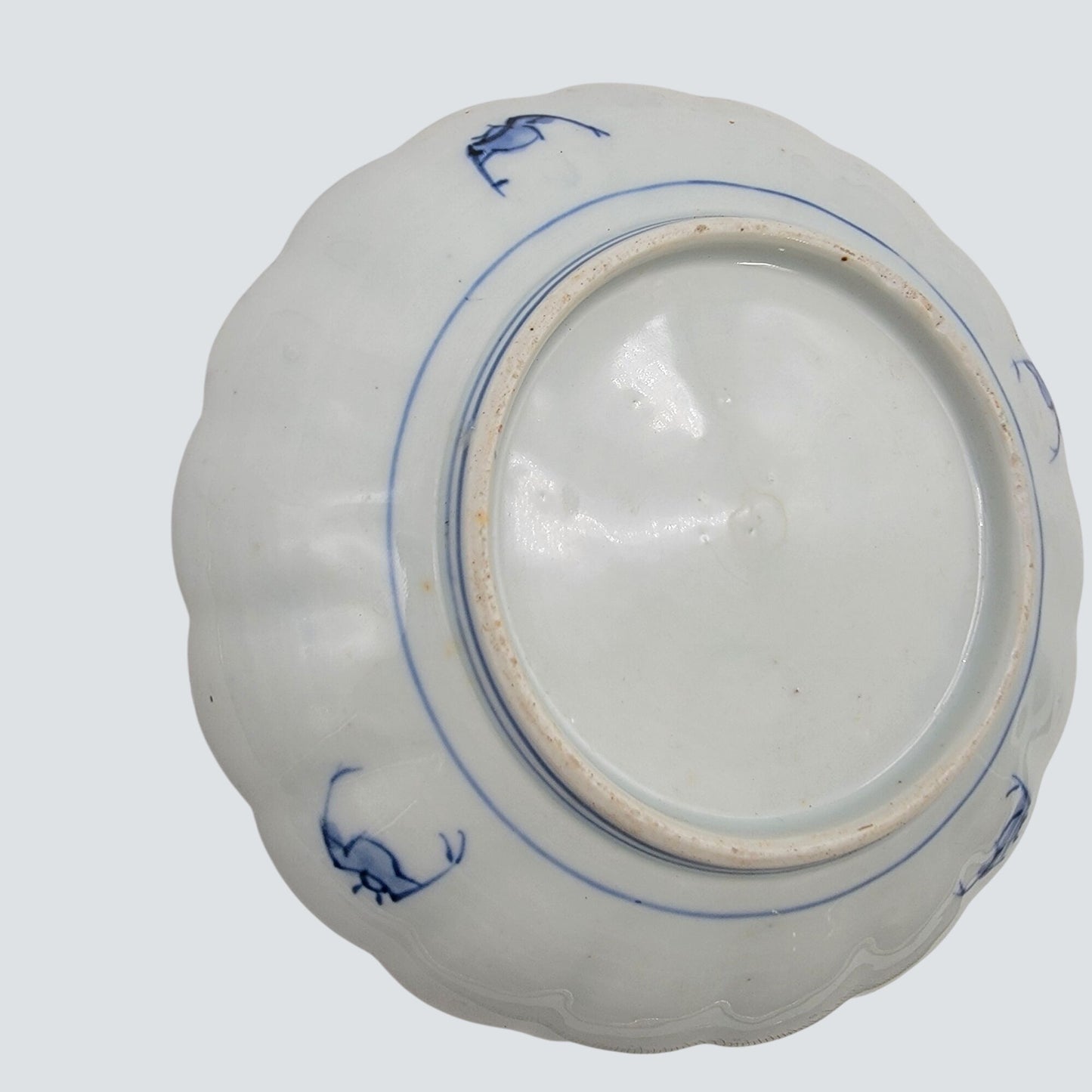 Vintage Japanese Imari Porcelain Dish With Scalloped Edges & Hand-Painted Floral & Goldfish Motif