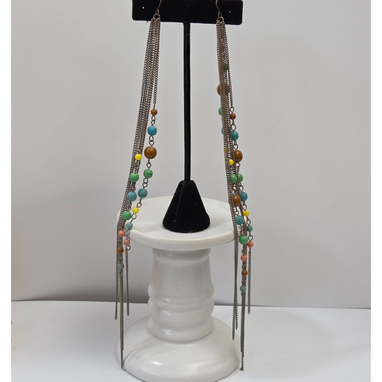 Multicolor Beaded Dangle Shoulder Duster Earrings