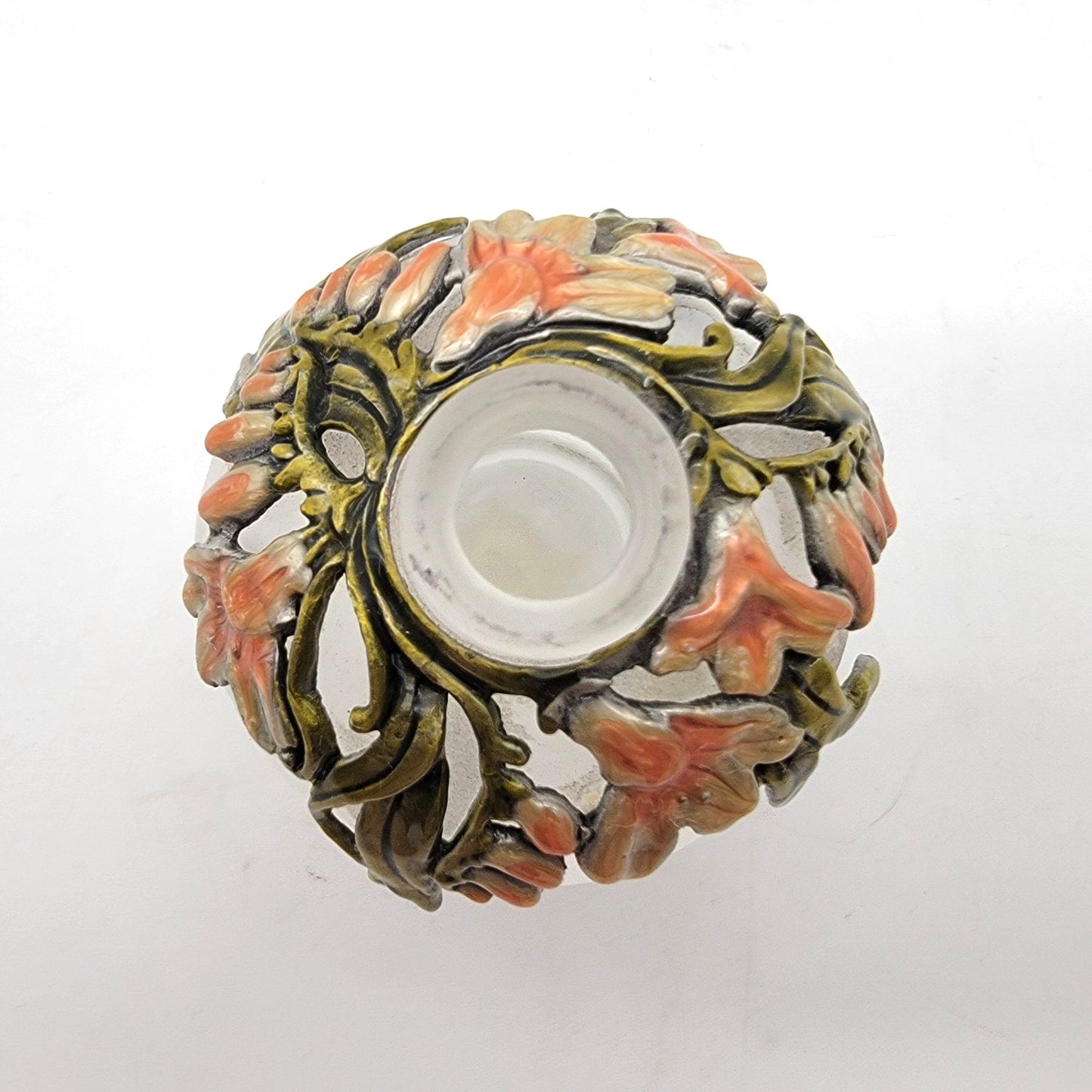 Poodle & Enameled Floral Frosted Glass Perfume Bottle
