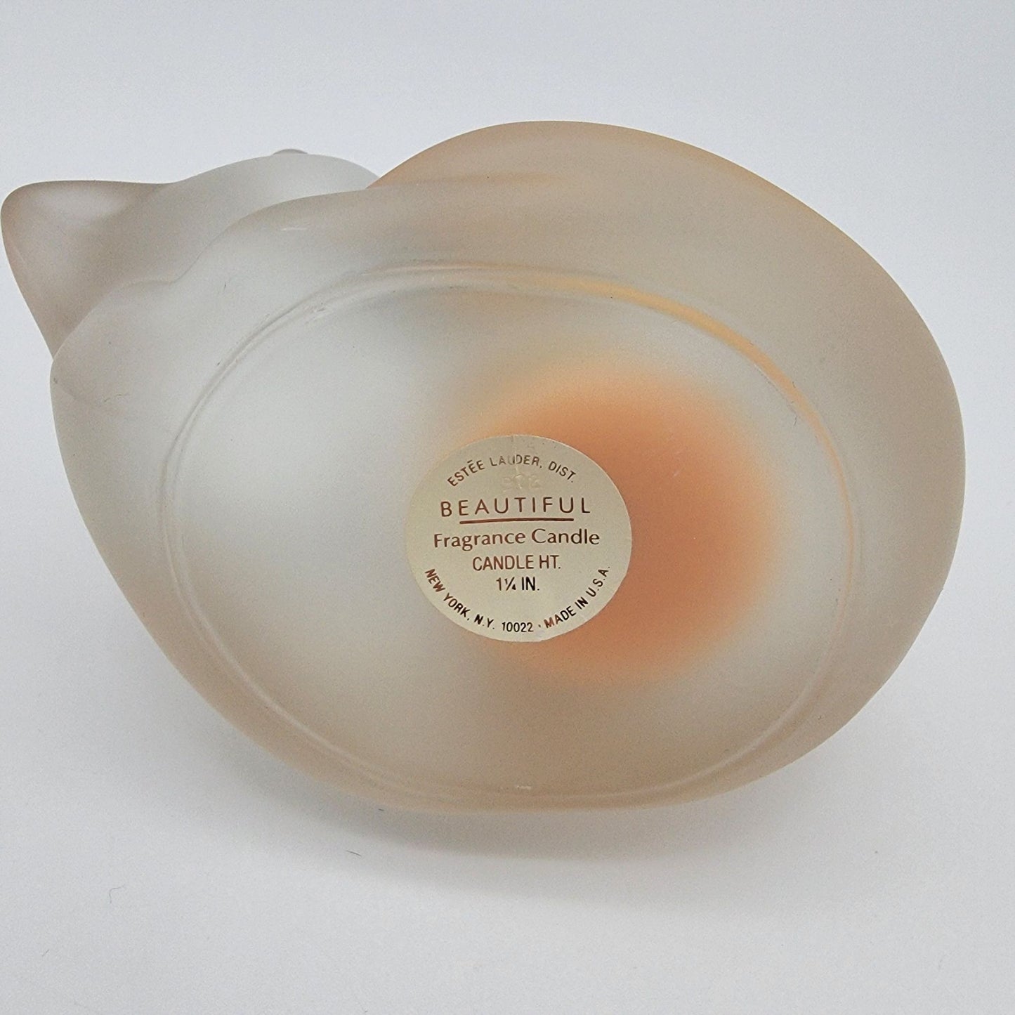 Vintage 1980's Estee Lauder Frosted Glass Sleeping Cat Candle Holder Beautiful Candle