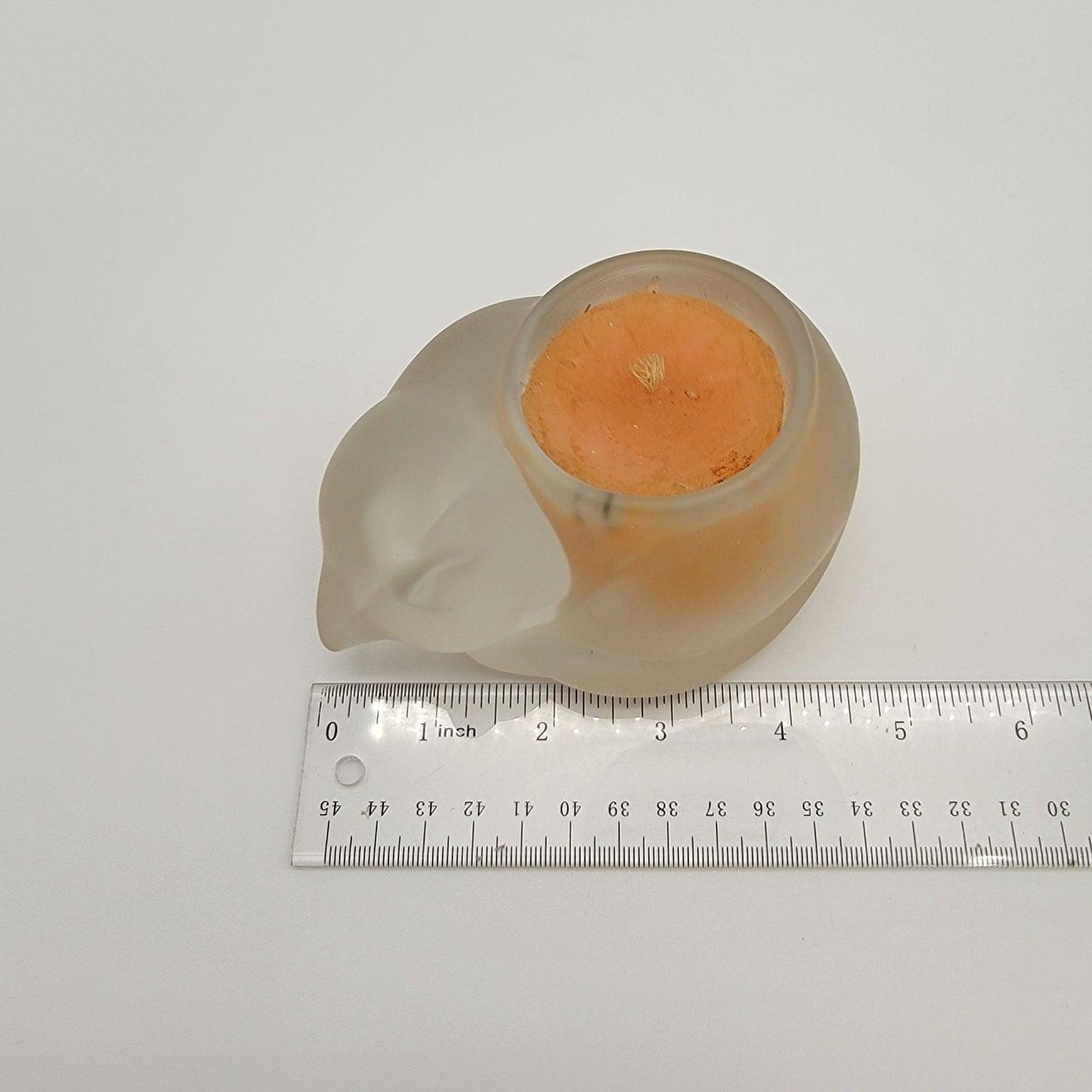Vintage 1980's Estee Lauder Frosted Glass Sleeping Cat Candle Holder Beautiful Candle