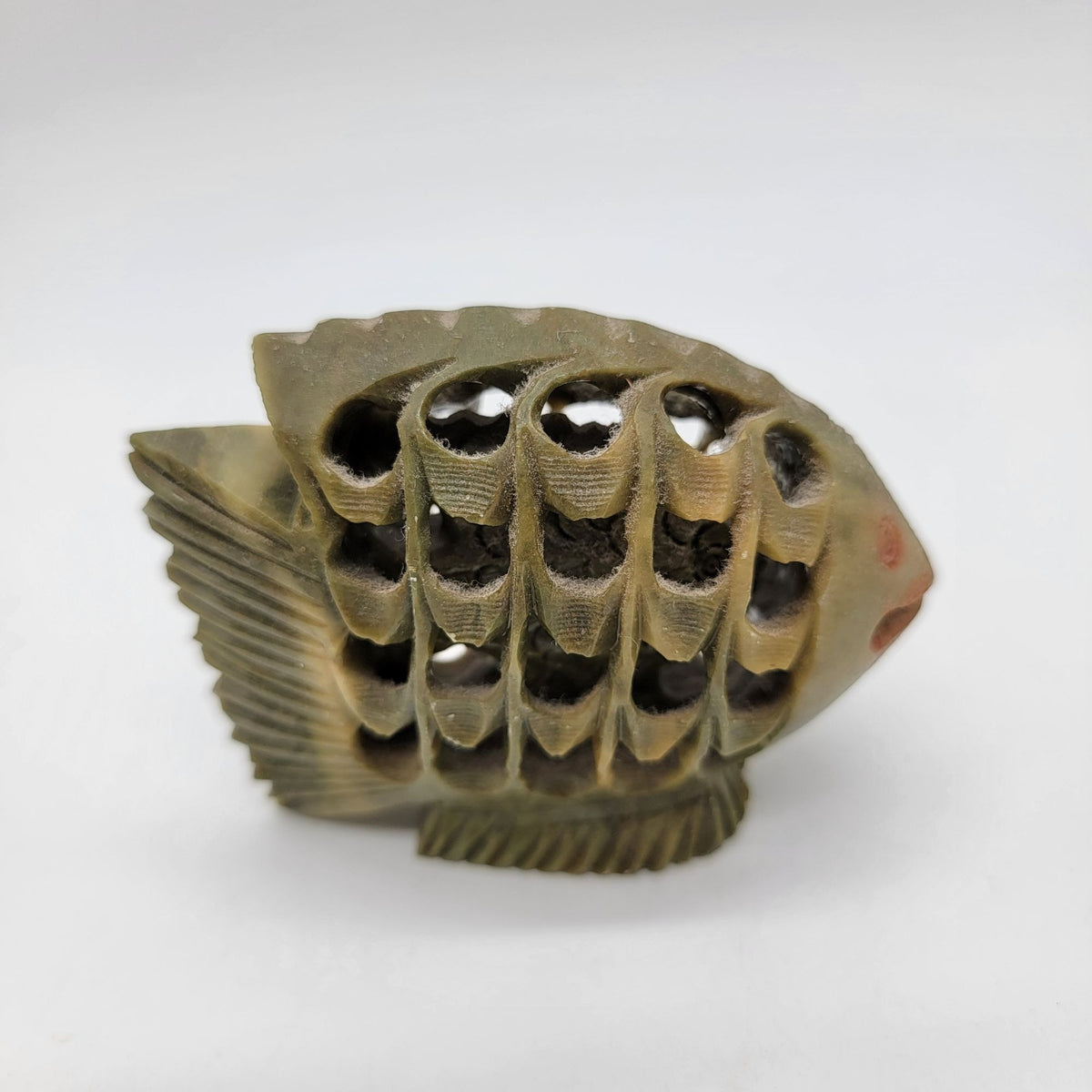 Vintage Jali Carved Soapstone Fish Figurine