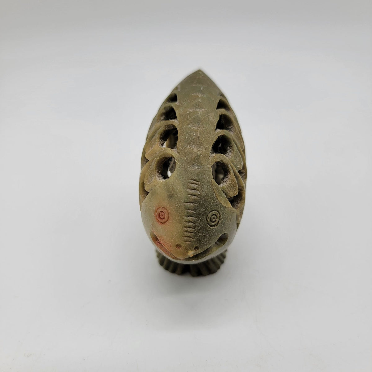 Vintage Jali Carved Soapstone Fish Figurine