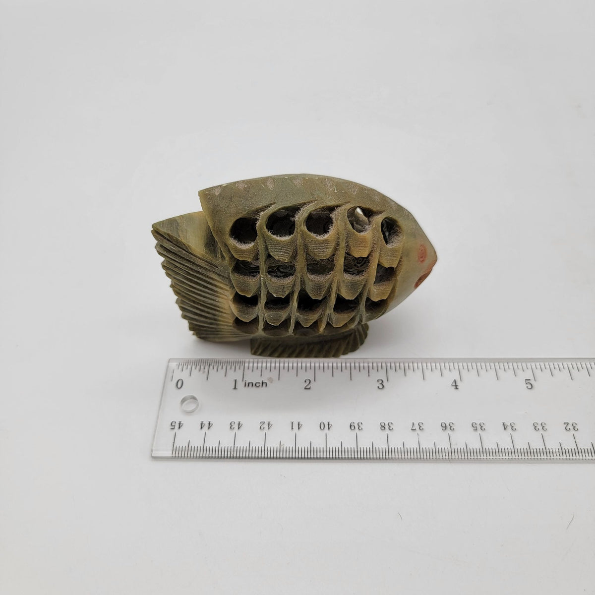 Vintage Jali Carved Soapstone Fish Figurine