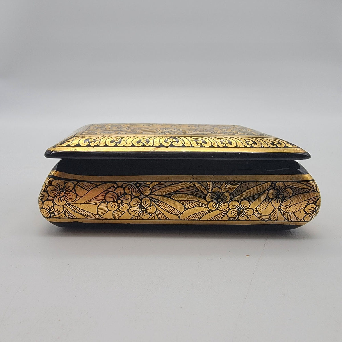 Vintage Mythical Tiger Gold Lacquerware Box