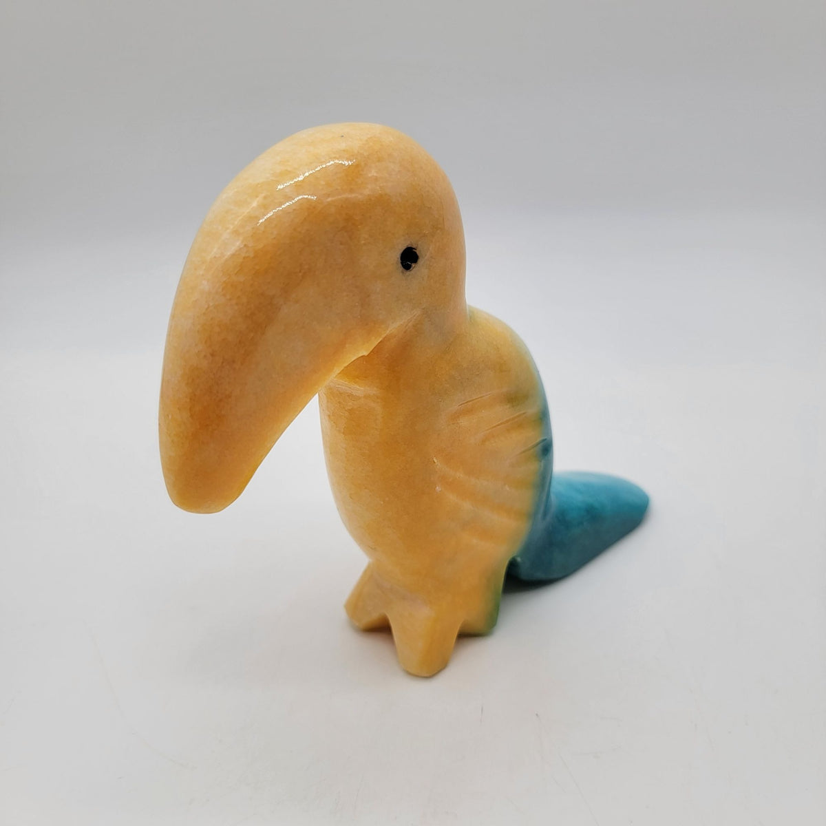 1980s Carved Alabaster Toucan Bird Sculpture