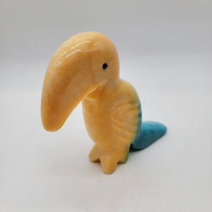 1980s Carved Alabaster Toucan Bird Sculpture